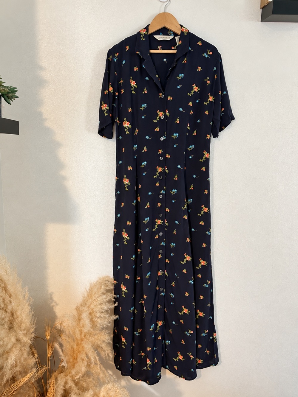 Vintage 90s Eddie Bauer Floral Rayon Maxi Dress S Petite